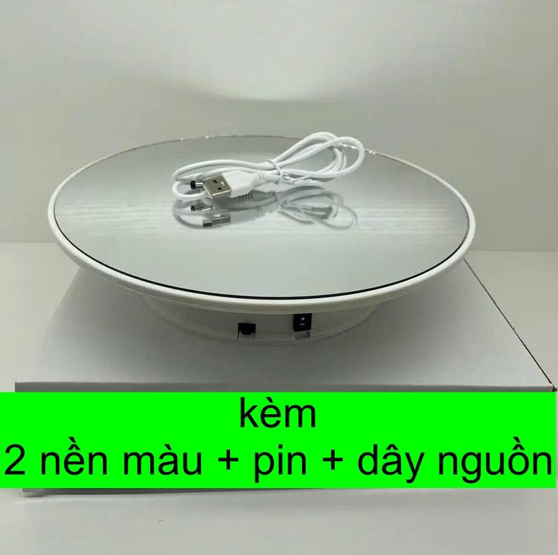 đế xoay livestream N1 bàn xoay trưng bày sản phẩm 14cm 20cm 25cm dùng quay video bán hàng chụp ảnh xoay 360 độ 2 NỀN