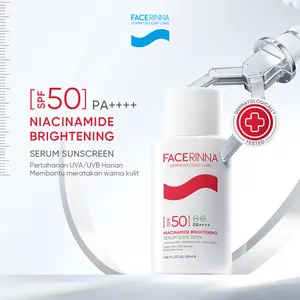 【V】Facerinna Niacinamide Brightening Serum Sunscreen SPF 50 PA++++ 30ml/50ml | Proteksi UV  Daily UV Defense Chemical  Sunscreen Menyerap Cepat Mencerahkan Fades Dark Spots Tone Up Cream Sunscreen Wajah Sunblock Kulit Berminyak berjerawat/Sensitif