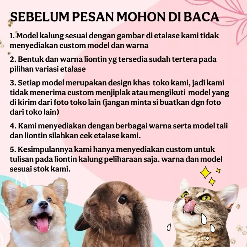 Kalung Kucing Anjing BISA CUSTOM NAMA |Liontin Kucing Anjing Custom Nama | pet collar | kalung rantai kucing | kalung preman 6