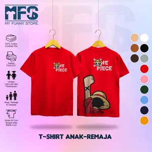 MYFUNNYSTORE - Kaos Anak-Remaja Luffy X One Piece Anime | Cotton Combed 30s | Laki-laki Usia 1-17 Tahun