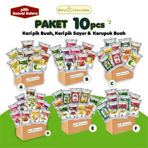 Paket Oleh oleh - Paket 10 pcs Keripik Buah & Kerupuk Buah - Oleh Oleh Khas Malang Batu Snack