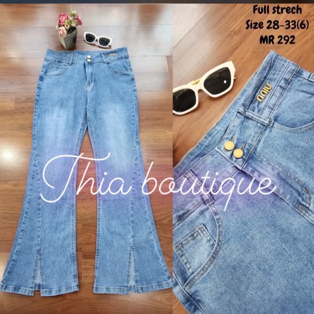 Jeans cutbray belah bawah bkk