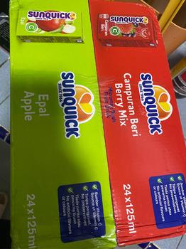 Product Review of BORONG Sunquick Minuman Air Kotak Ready-to-Drink 24 x 125ml Fruit Drink Apple Berries Orange Mango halal RTD MURAH airkotakdirectkilang Juice from f**0 0