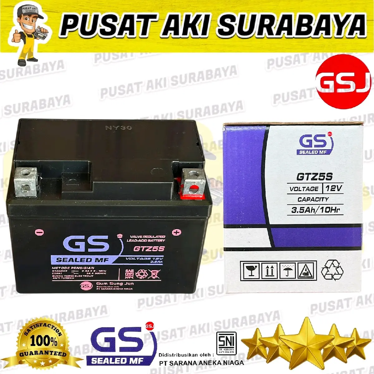 JAMINAN AKI BARU GS J GTZ5S AKI MOTOR VARIO 110 SUPRA 125 SOUL GT REVO ABSOLUTE NEW MEGAPRO BYSON VERZA JUPITER GSE GOLDEN SPORT GUM SUNG JUN