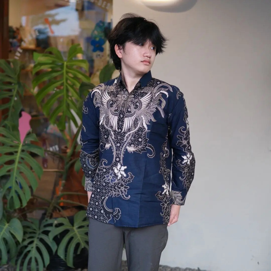 New Ranggalawe Navy Rose Gold Slimfit  Panjang Pendek Katun Prima Kerja Nyaman Hem Pria Full Furing Batik Kancing Kantong Motif Tebal Kantor Baju Formal Hitam Casual work  shirt kemeja  batik  anak  muda