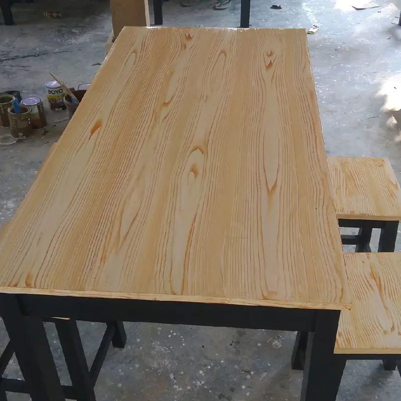 Meja kursi cafe motif bahan kayu mahoni 2