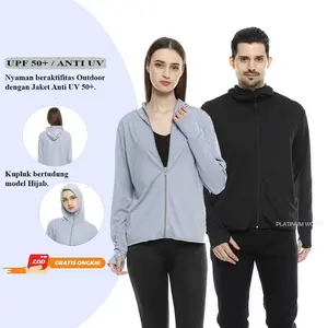 Jaket Olahraga Running Kekinian UV Protection Unisex Sport Wanita Pria UPF50+ Bahan Premium Polyester Dryfit dengan 2 Saku Dalam & Luar Anti UV MT02 Desain Longgar Pas Tampil Ramping