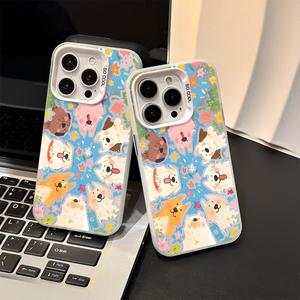 เคสโทรศัพท์มือถือสีเงินสีสันสดใส สำหรับ iPhone15 promax 16 14plus 13pro 12 11 X XR XSMax 7/8p เคสโทรศัพท์กันกระแทก ลายช้างน่ารักสีสันสดใส