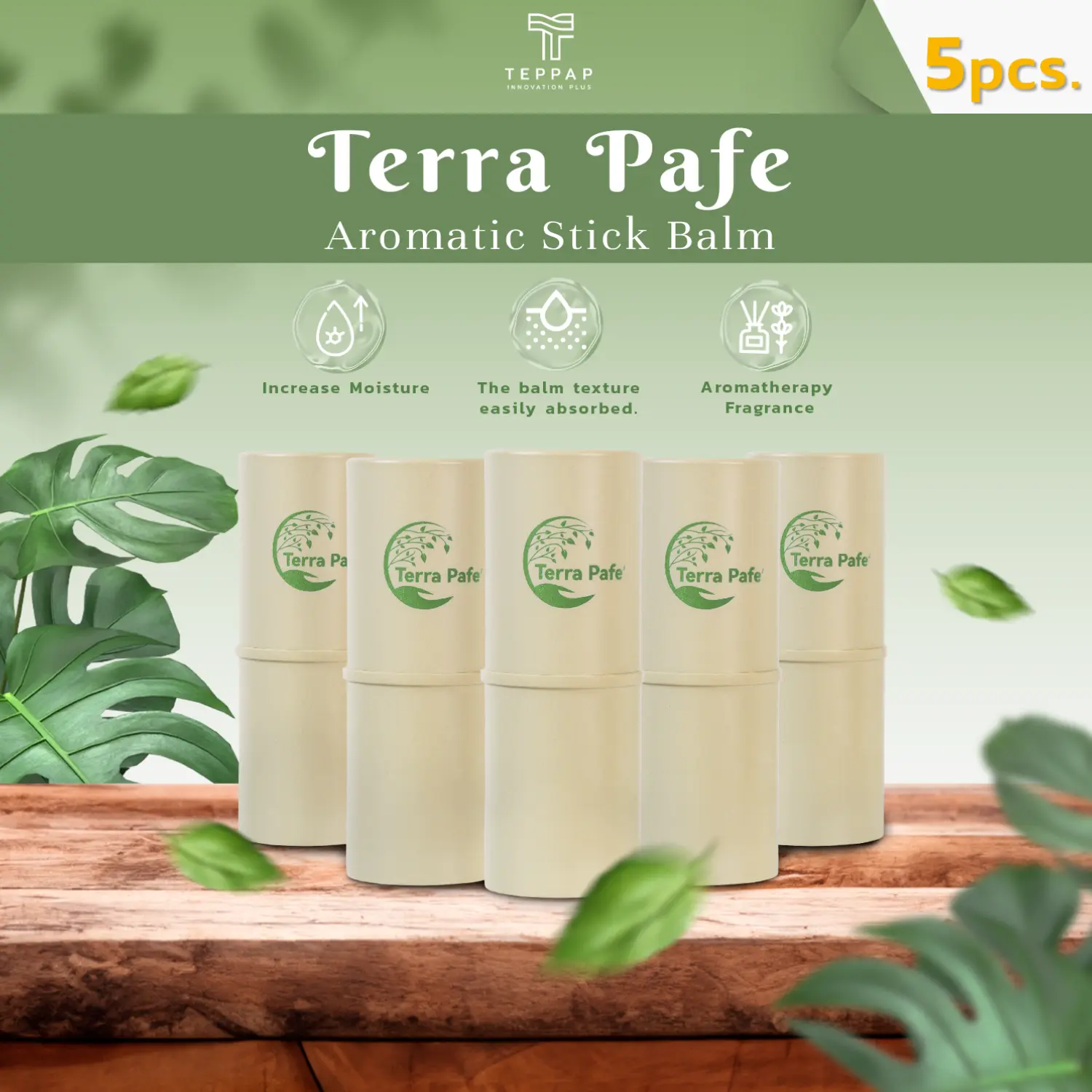 Terra Pafe Aroma Balm (5 pieces) - Fresh and Relaxing Scent, Convenient to Carry, Air Freshener