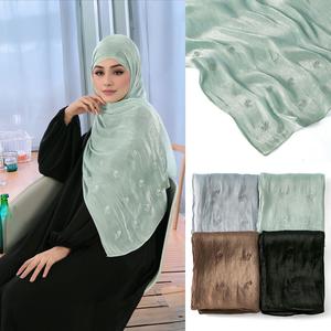 Selendang panjang sutera berkilau bersulam bunga mawar Premium selendang kasa warna solid tahan kedut tidak perlu diseterika kalis habuk untuk wanita tudung dan selendang Bawal Diamond Cotton Mermaid Luxe Catton Japanes Shawl Organza Sulam Songket Malay