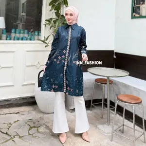 Tunik Batik Wanita Jumbo Big Size ld 120cm Modern Terbaru Kain Polimicro Tebal Busui Friendly Full Kancing Depan Seragam Kantor Guru M L XL XXL XXXL