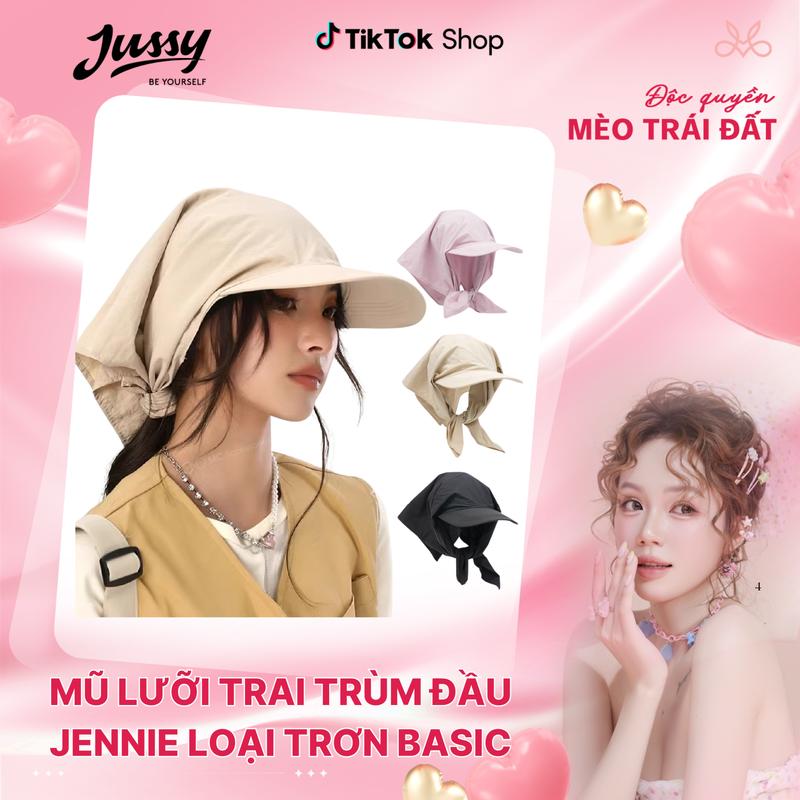 Mũ Lưỡi Trai Trùm Đầu Jennie Loại Trơn Basic Jussy Official Kiểu Nón Kèm Khăn Trùm Đầu Đa Năng Tạo Nhiều Kiểu Dễ Thương