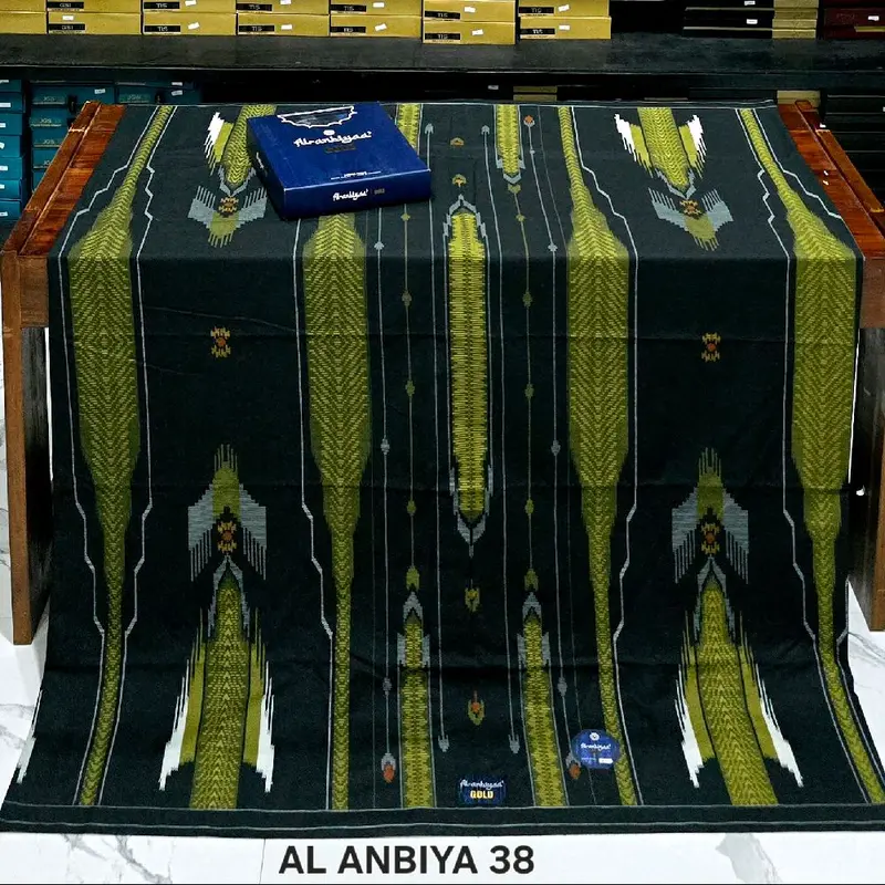 Sarung Al Anbiya Rayon Super Printing - Motif Muslim Lembut untuk - Dewasa, Katun, Hitam, Keren, Kotak 4
