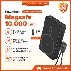 Rojo Fox Powerbank 10000mAh Universal Wireless Fast Charging Powerbank Portable Magnetik15W & PD 20/22.5W Fast Charging LED Display/IOS & Android magnet magnetic RF-PB1610W