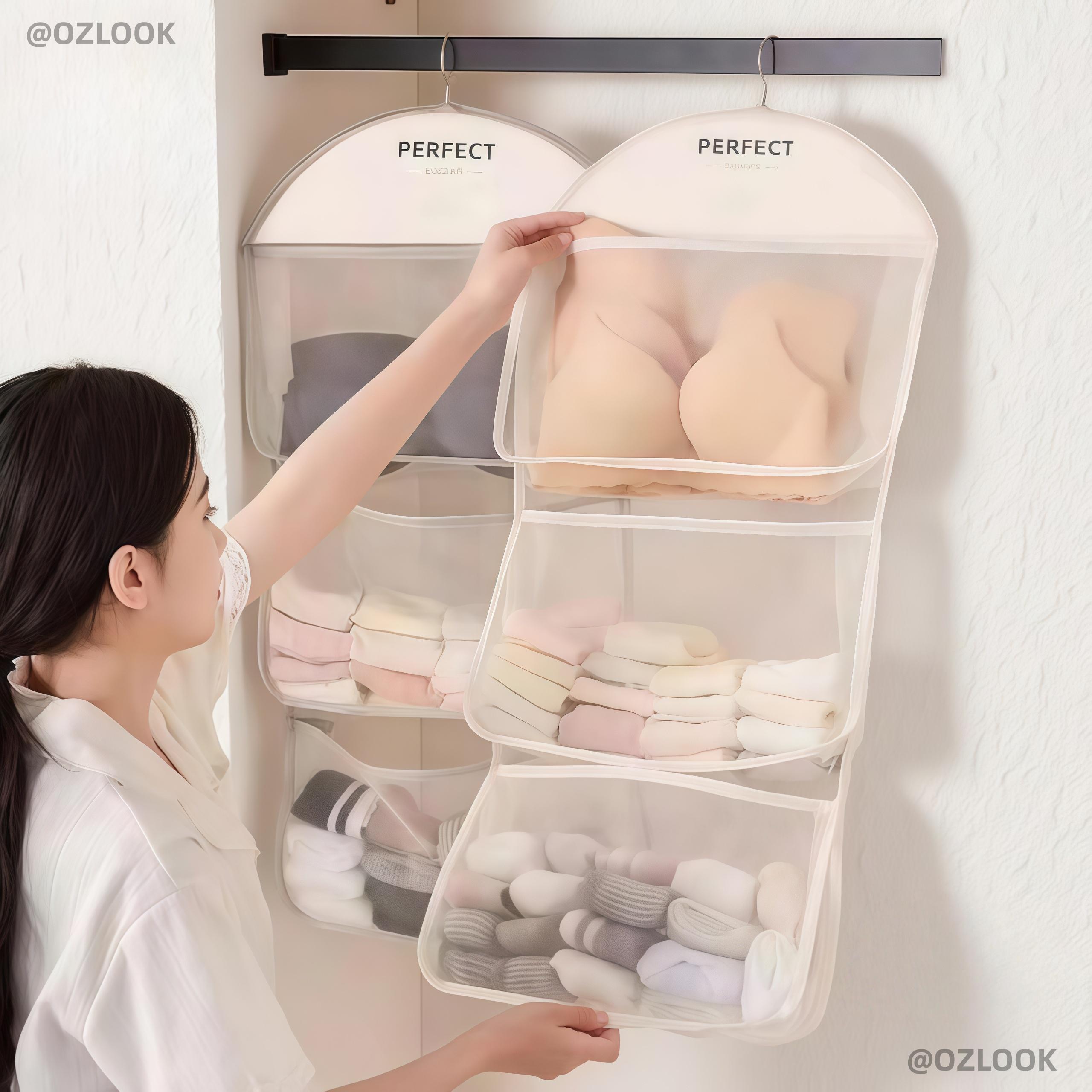 Multi-layer Storage Mesh Clutter Storage Bag Wardrobe Hanging Large Capacity Large Capacity Multi-function Save Space storage bag