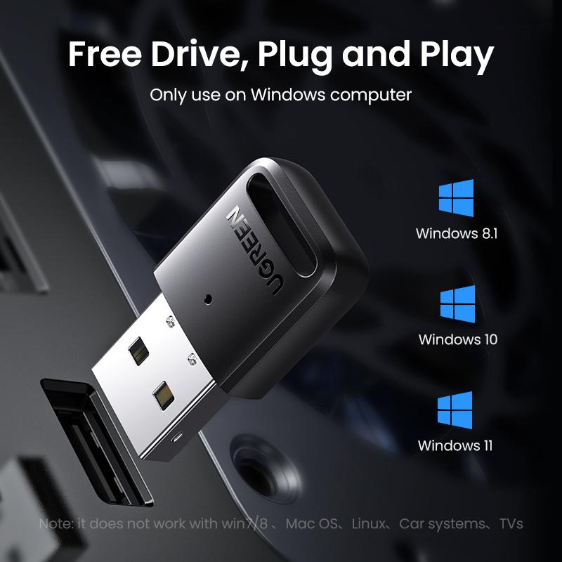 Penyesuai Bluetooth Ugreen-5.3 untuk PC, USB, penerima, dongle tetikus, pencetak, pembesar suara, sokongan Windows 11/10/8 .1, bt5.3 1