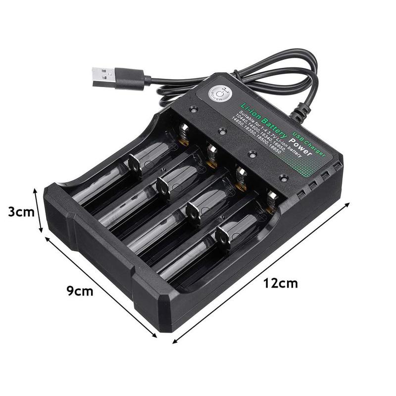 Bộ sạc pin Li-ion, AC 110V 220V, dành cho pin Có Thể Sạc Lại 18650 / 18500 / 16340 / 14500 / 26650, Bộ sạc USB thông minh, 4 khe cắm, Thích hợp để sạc 18650 2