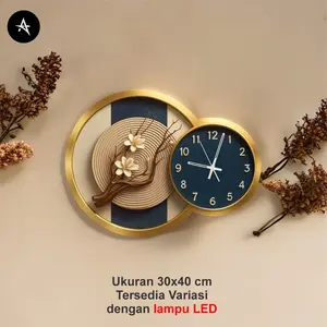 Jam Dinding BUNGA BOHO AESTETIK LED HOME Sweet Home Hiasan dinding Ruang tamu/ kamar tidur