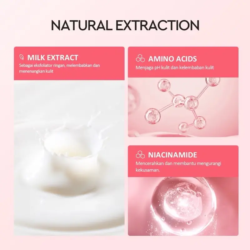 Glad2glow MILK AMINO ACIDS BRIGHTENING CLEANSER Cleansing Hydrating Pencerah Facial Wajah Perawatan Membersihkan Berminyak Kotoran 3
