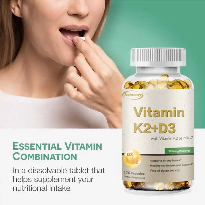 Xemenry - Vitamin D3 2000IU + K2 (MK7) 100mcg with Organic Extra Virgin Coconut Oil - Supports Calcium Absorption, Bone & Immune Health - Non-GMO, 120 Capsules 4