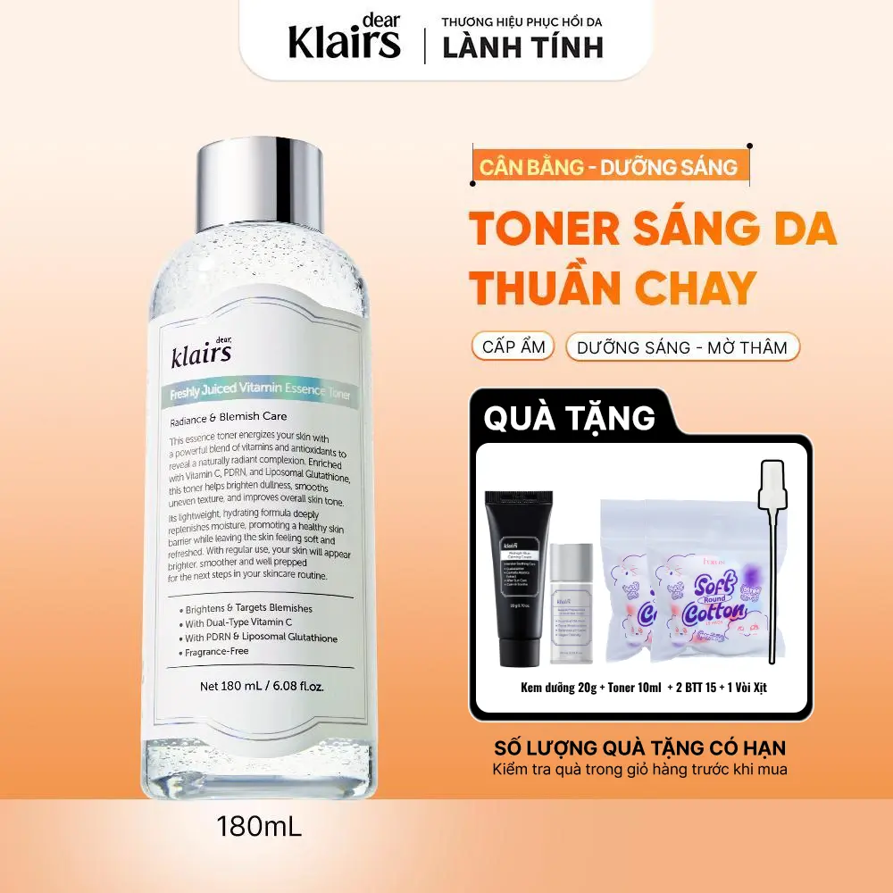 Dear, Klairs Nước hoa hồng Freshly Juiced Vitamin Essence Toner 180ml