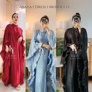 ABAYA MORROCO PREMIUM ( bahan jaguar silk premium mix organza )