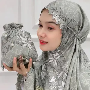 Quinsha - Mukena Dewasa Traveling 2in1 mini Pouch Resleting Angela Series Katun Premium  Printing Motif Batik Sultan Atasan Bawahan Nyaman