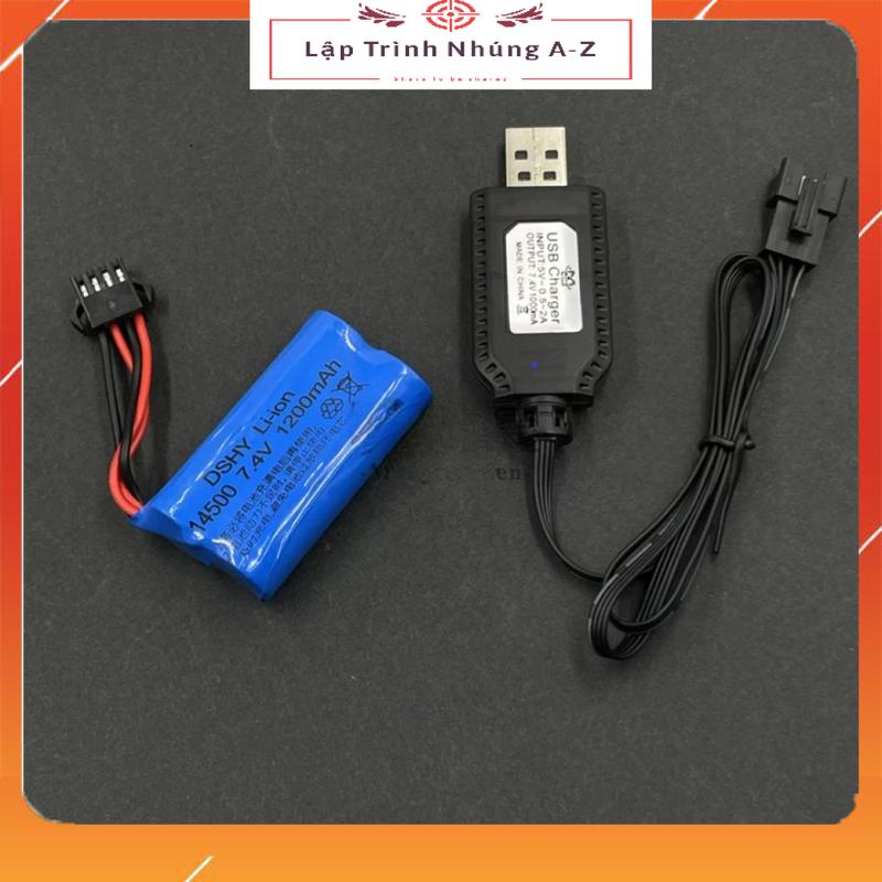 Combo pin sạc Lithium 7.4V 4500mAh và bộ sạc SM4P cho xe điều khiển từ xa đồ…