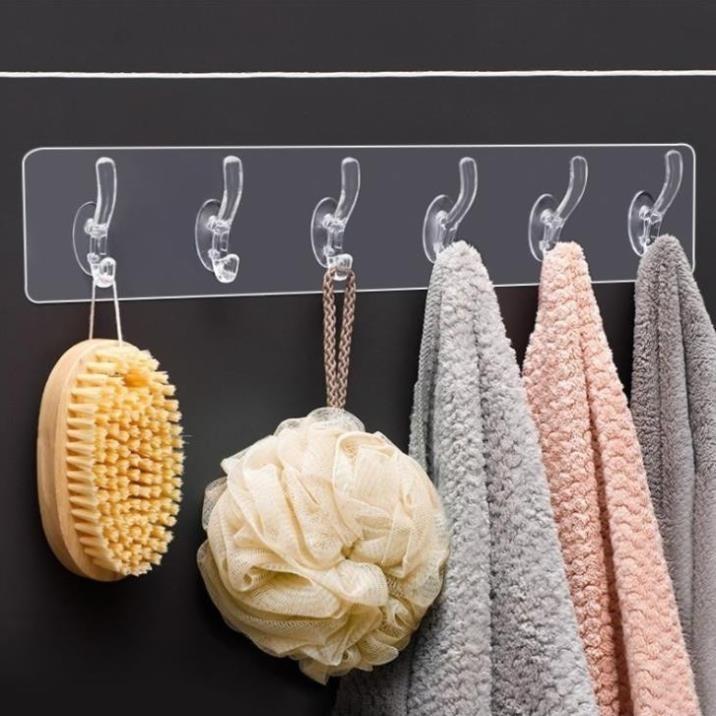 Giá Treo Đồ Dán Tường 6 Móc Chịu Lực Tốt Móc Treo Đa Năng Không Cần Khoan