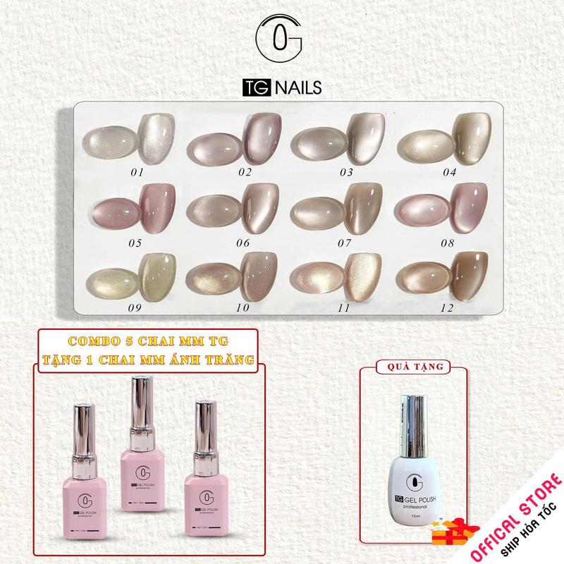 Sơn gel hơ máy mắt mèo kim sa lẻ cọ tròn hãng TG không kèm bảng màu