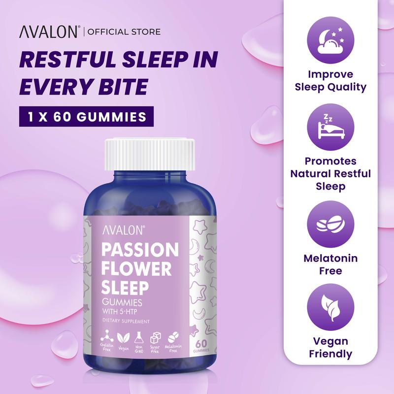 AVALON Passion Flower Sleep Gummies 60s | Promotes Natural Restful Sleep sleep gummies | Healthcare Dietary Supplement Vitamin