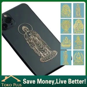 Stiker HP Rejeki Emas 8 Dewa Hoki keberuntungan Pelindung 12 shio Chinese Aksesoris HP stiker