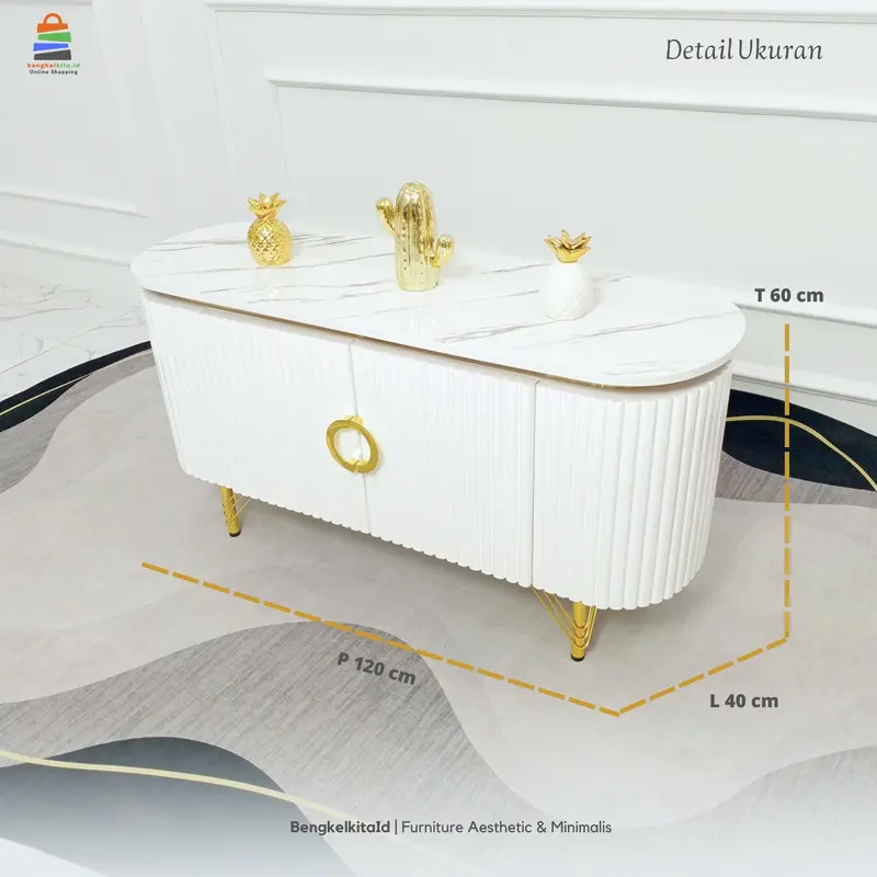 Seiji Meja TV Minimalis Modern Rak TV Lemari TV Bufet TV Minimalis Buffet Oval Credenza Aesthetic 1