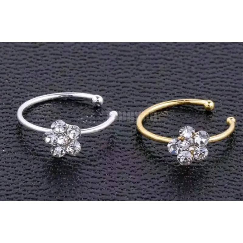 Anting jepit hidung tanpa tindik wanita bentuk huruf C