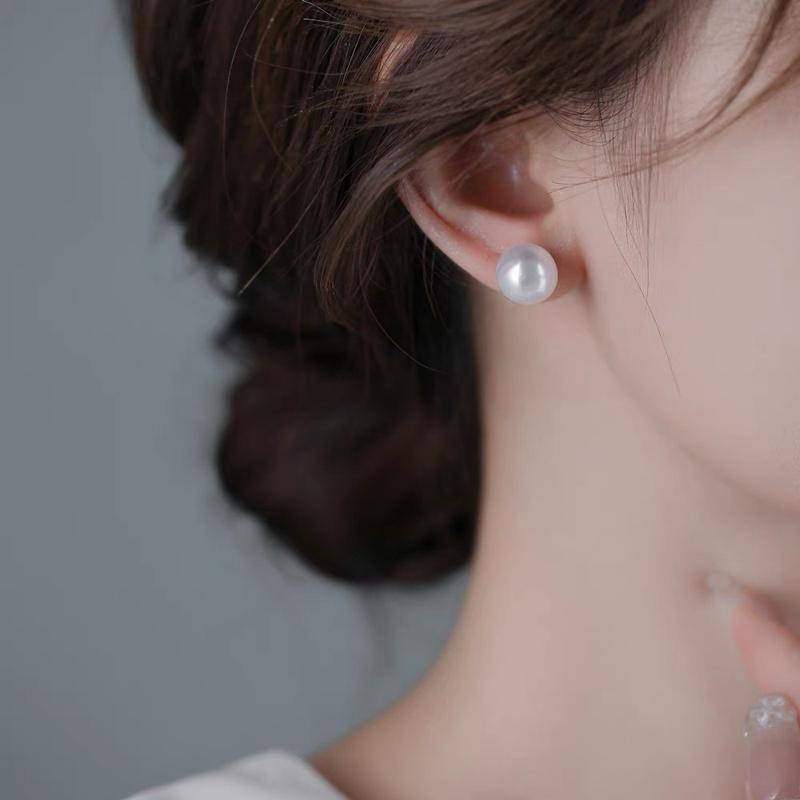  Bông tai ngọc trai nước ngọt 9,5-10ly dáng bánh bao bóng đẹp cốt bạc 925 xi kim chuôi cánh đẩy dễ đeo và chắc chắn 