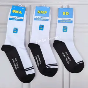 (paket 6 pasang) kaos kaki sekolah anak sd smp sma  putih telapak hitam pramuka hitan putih karun tebal halus lembut