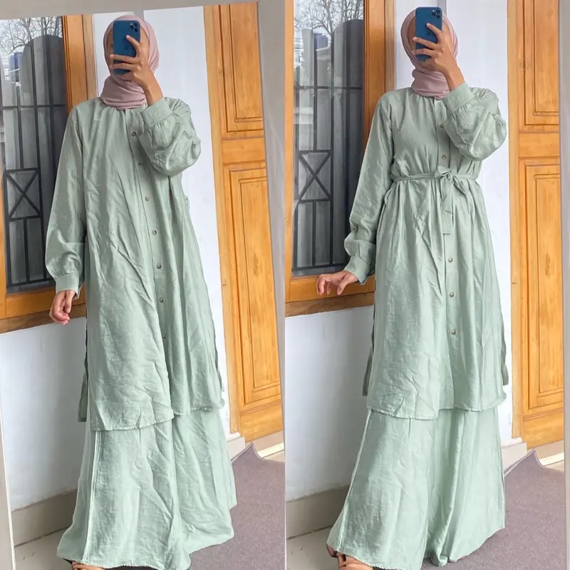 SET ROK ALIYA POLO LINEN PREMIUM AIRFLOW Baju Muslim Wanita 0