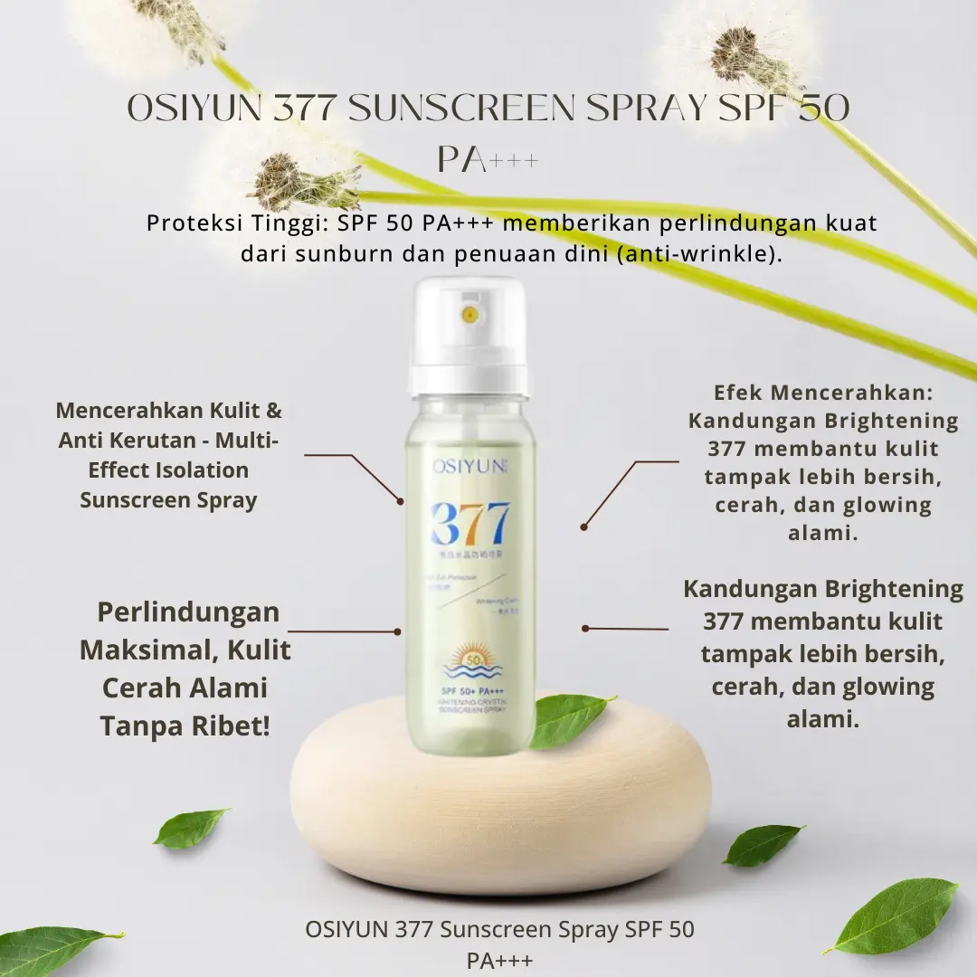 Sunscreen Spray Badan & Wajah OSIYUN 377 SPF50 PA+++ OSIYUN 377 Isolation Sunscreen Spray Kulit Cerah Anti Belang