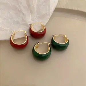 Mamoma.things - Anting Dripping Emerald Wine Red Vintage Retro Elegant [Megan]