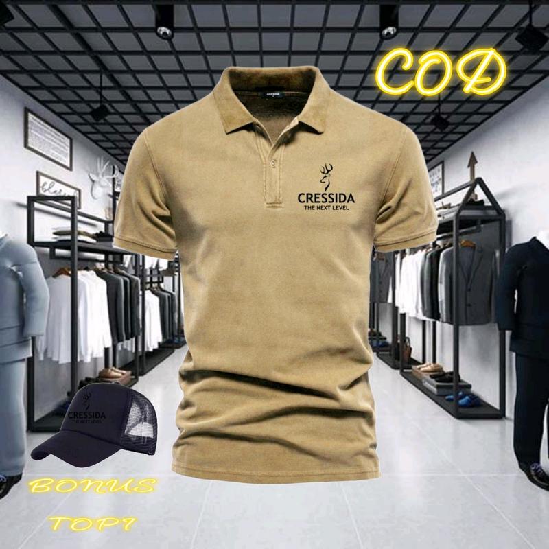 Bonus topi kaos kerah lengan pendek pria dewasa polo keren tebal dan lembut bisa cod 7