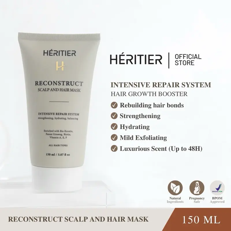 [2 IN 1 BUNDLE SET] Heritier Heat Protectant Spray + Reconstruct Scalp and Hair Mask 4