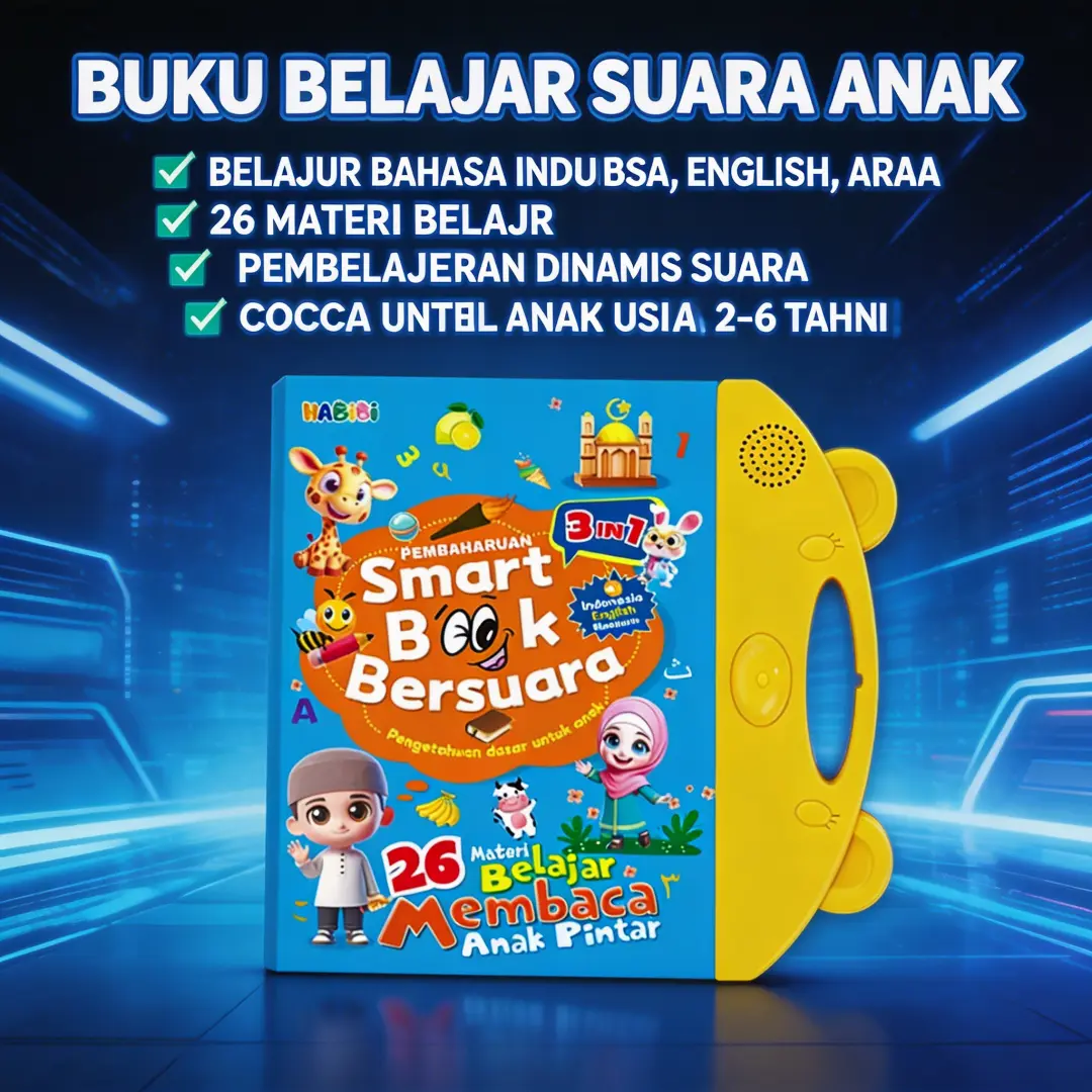 Buku Pintar Bersuara Elektronik Bilingual Indonesia Inggris 13 Materi Belajar Lengkap Anak Usia 1-7 Tahun Laki-laki dan Perempuan Bahan Tebal Anti Sobek Suara Jernih Tombol Besar Mudah Ditekan Alternatif Gadget Aman Main Sambil Belajar COD Tersedia