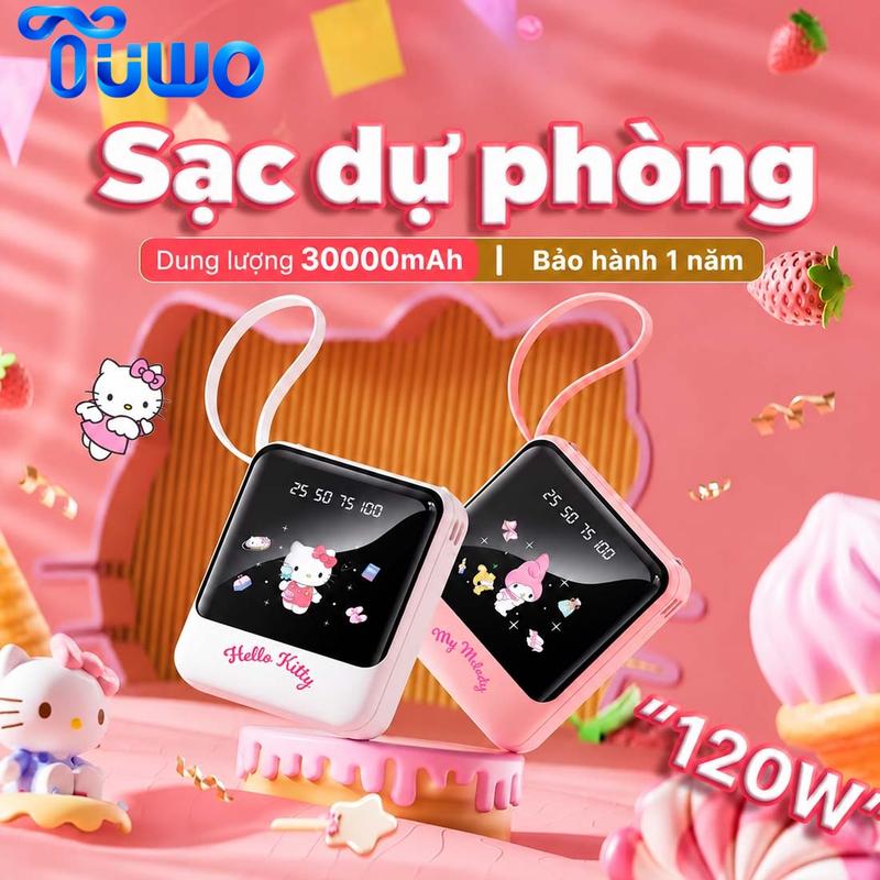 TUWO ccc Sạc Dự Phòng 30000mAh Sạc Nhanh 120W Kèm 4 Cáp Sạc Dung Lượng Lớn Màn Hình LED Hiện Thị Phần Trăm Pin