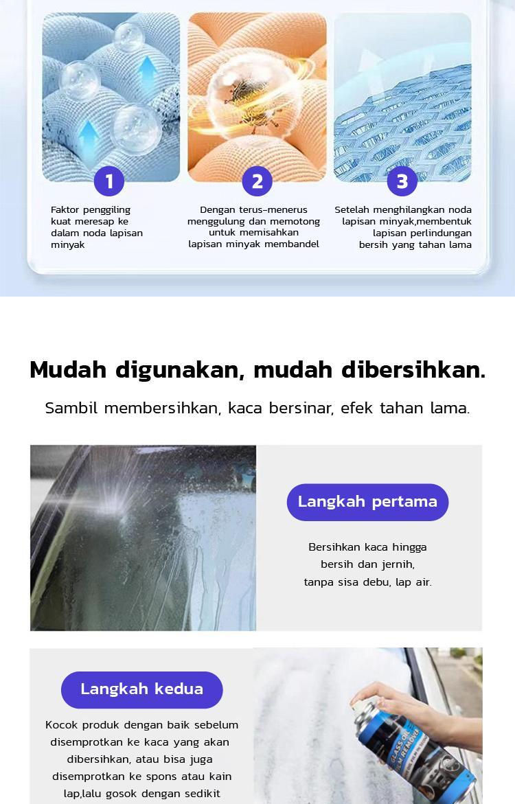PenghilangNodaMinyakKaca/Pembersih kaca mobil/Penghilang lapisan minyak kaca/Perlengkapan perawatan mobil profesional/Semprot dan lap saja, efektif segera dalam 2 menit