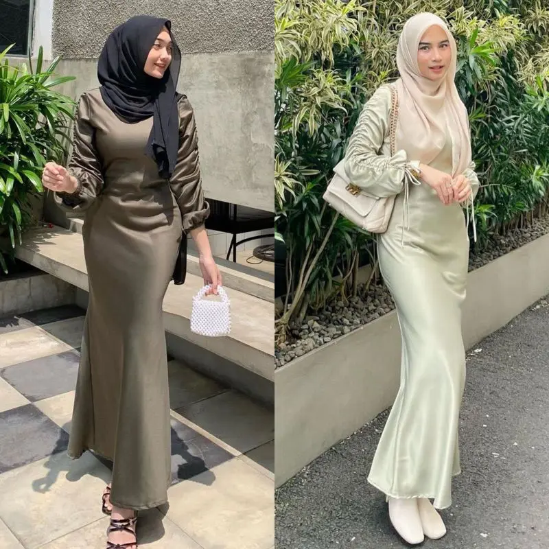 [ 𝘽𝙀𝙎𝙏 𝙎𝙀𝙇𝙇𝙀𝙍 ] Dress Bridesmaid Wedding Dress-Satin Velvet-Darla Slik Satin Lengan Serut | Dress Lebaran Viral Kekinian