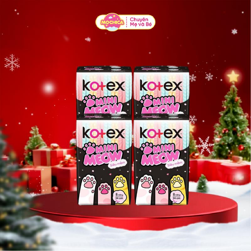  BVS Kotex Mini Meow - Siêu mềm mỏng cánh 24cm 8 miếng Nữ 