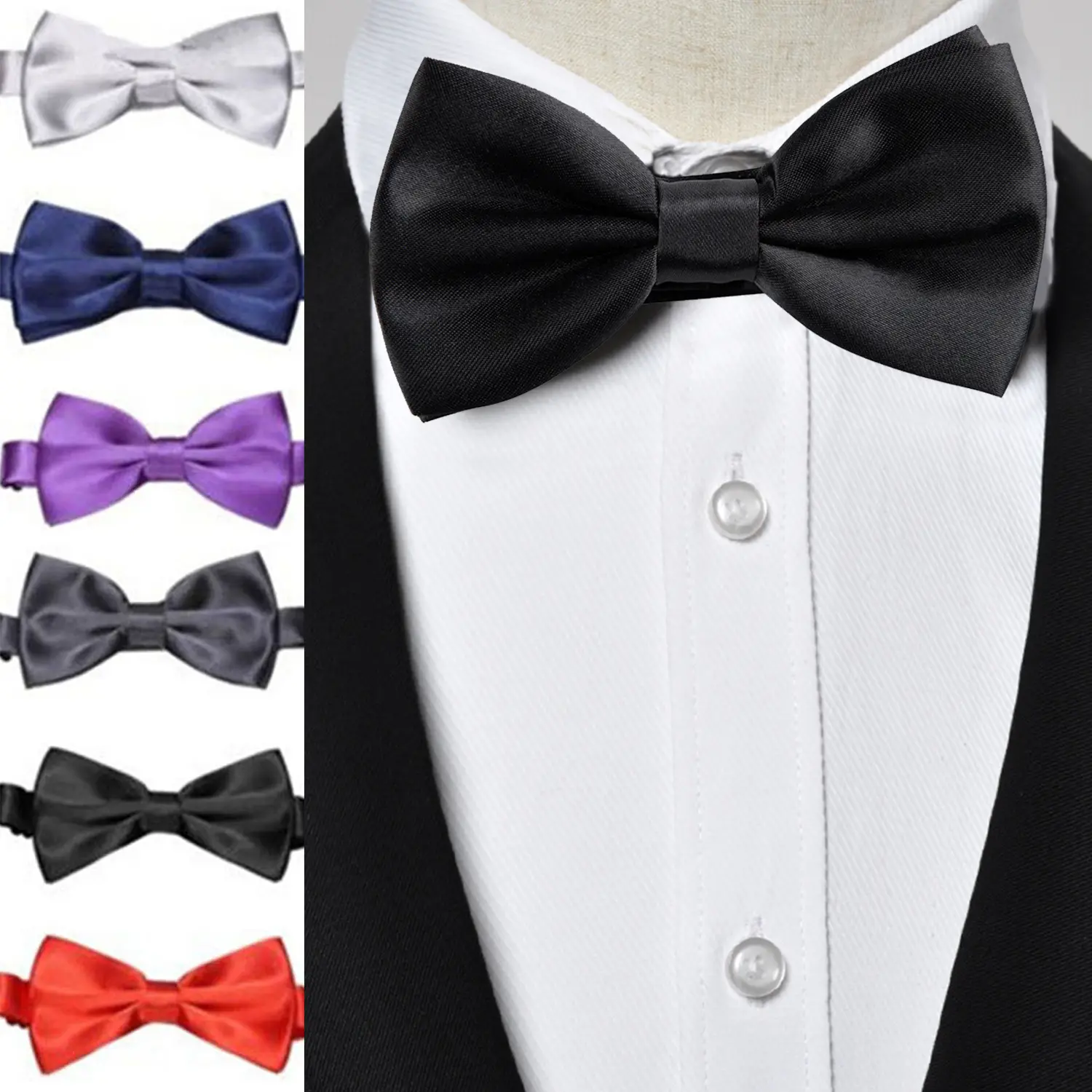 Cà Vạt Nơ Nam Cho Nam, 1 Chiếc, Cho Tiệc Tùng, Đám Cưới, Nơ Polyester, Màu Trơn, Cổ Điển, Điều Chỉnh, Cho Người Lớn
