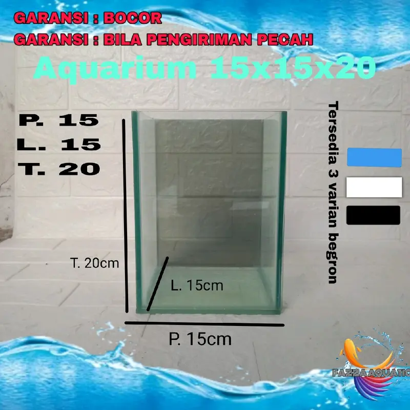 Aquarium 15x15x20 Akuarium Kaca baru tebal 5 mm 0