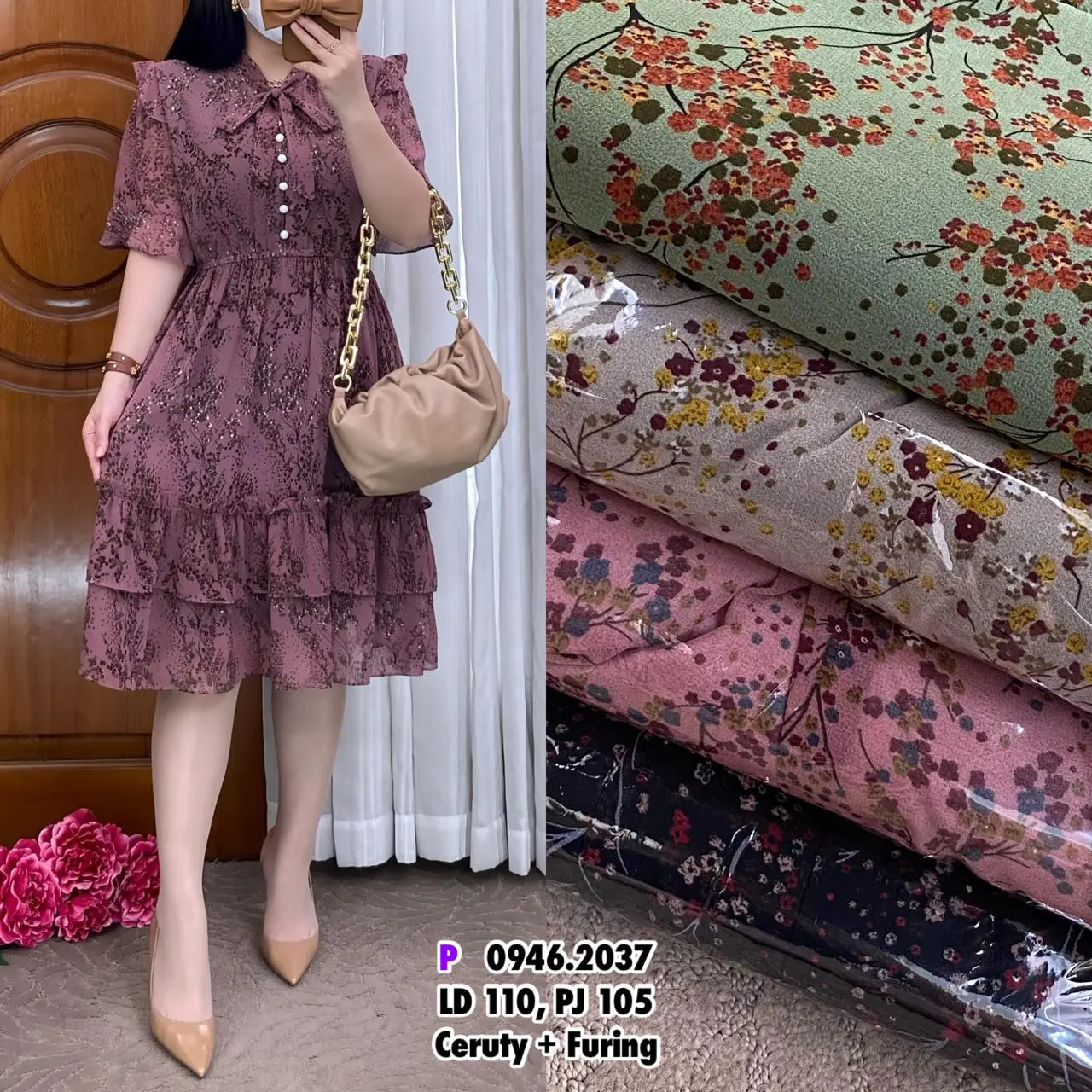 F933 Dress Kirana Motif Kekinian