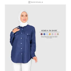 Sasienala |Sn Madina Shirt | Kemeja Lengan Panjang | Kemeja Wanita Kemeja Kerja Baju Wanita Katun Atasan Linen Basic Muslim Hitam Casual Formal Putih Kancing Oversize Pasti Diskon
